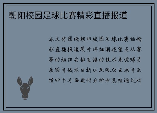 朝阳校园足球比赛精彩直播报道